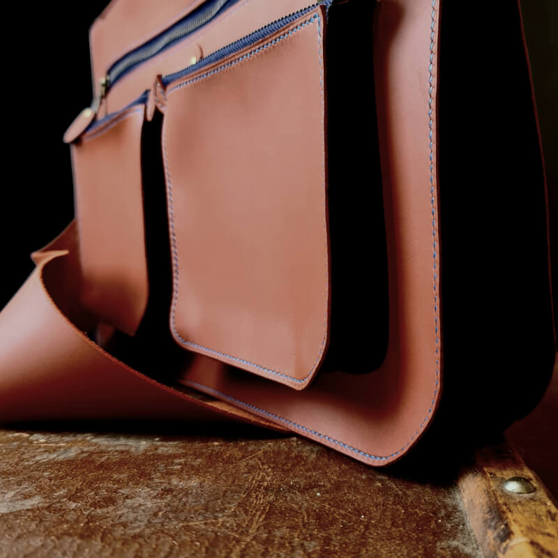 Sac du Maroc cuir sur-mesure tranche - Atelier Alérion
